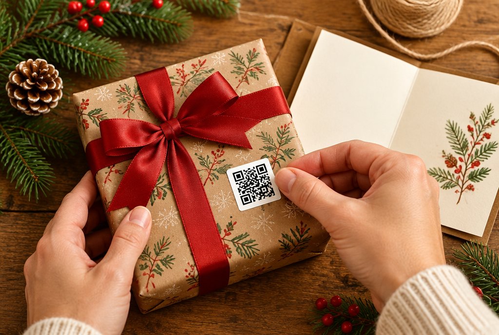 Adding a Smack Tag to a wrapped holiday gift
